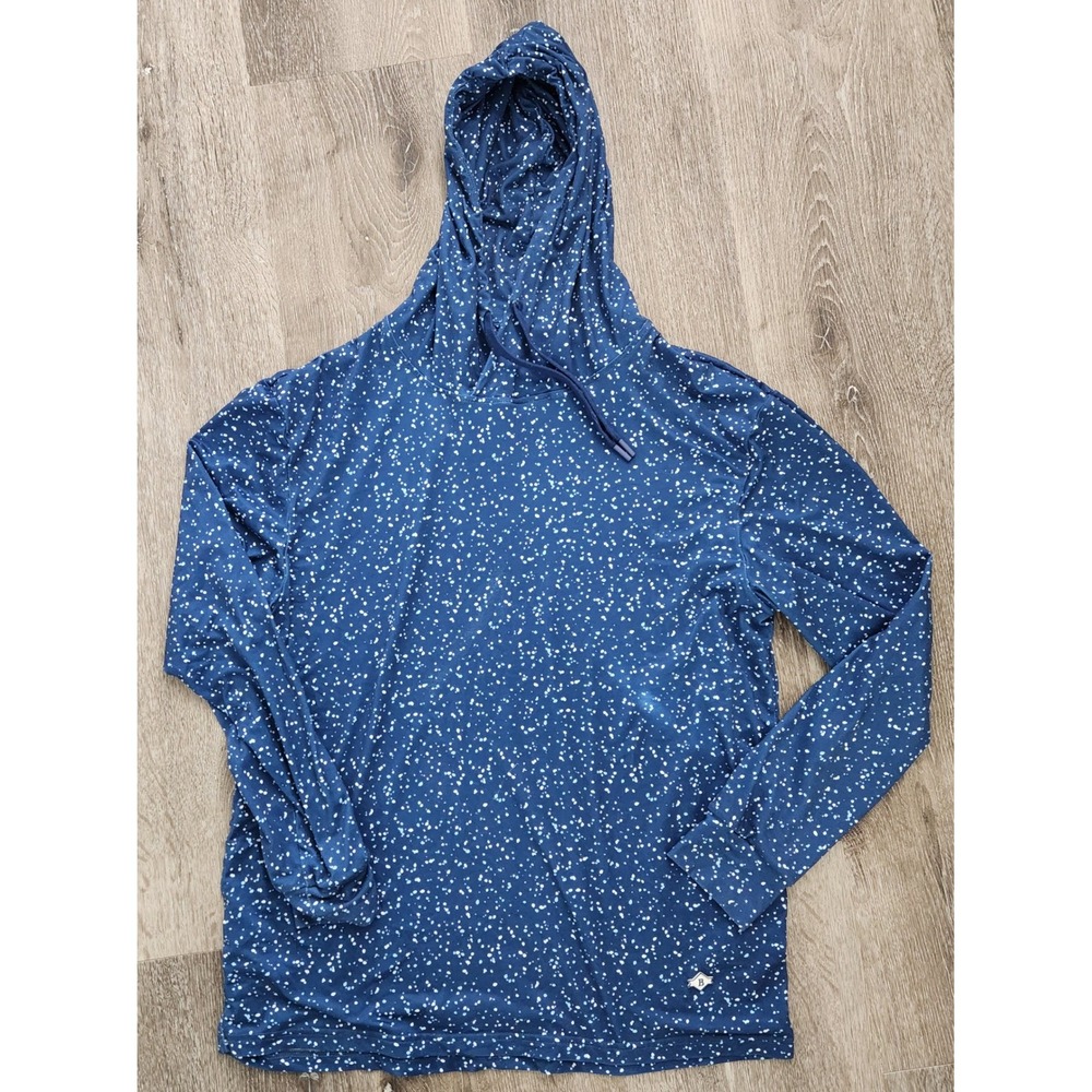Burlebo Mens Performance Sun Hoodie Blue Speckled Pattern Long Sleeve Shirt M
